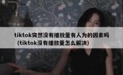 tiktok突然没有播放量有人为的因素吗（tiktok没有播放量怎么解决）