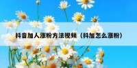 抖音加人涨粉方法视频（抖加怎么涨粉）