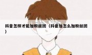 抖音怎样才能加粉丝团（抖音加怎么加粉丝团）