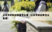 公众号的粉丝数量怎么看（公众号粉丝数怎么查看）