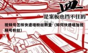 视频号怎样快速增粉丝数量（如何快速增加视频号粉丝）