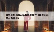 国外手机远程app有哪些软件（国外app平台有哪些）