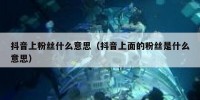 抖音上粉丝什么意思（抖音上面的粉丝是什么意思）