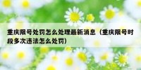 重庆限号处罚怎么处理最新消息（重庆限号时段多次违法怎么处罚）