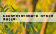 抖音在海外的平台名称叫做什么（海外抖音属于哪个公司）