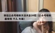 微信公众号吸粉方法大全20招（公众号吸粉 最有效 个人 方案）