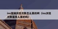 ins视频浏览次数怎么算的啊（ins浏览次数是按人算的吗）