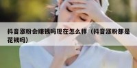 抖音涨粉会赚钱吗现在怎么样（抖音涨粉都是花钱吗）