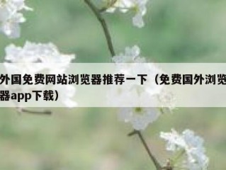 外国免费网站浏览器推荐一下（免费国外浏览器app下载）
