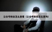 公众号粉丝怎么查看（公众号粉丝怎么查询）