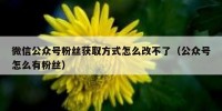 微信公众号粉丝获取方式怎么改不了（公众号怎么有粉丝）