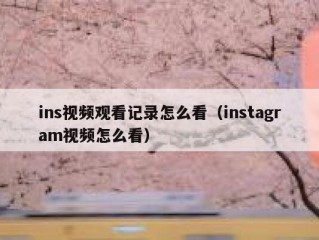 ins视频观看记录怎么看（instagram视频怎么看）