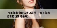 ins的视频会有访客记录吗（ins小视频能看见访客记录吗）