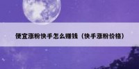 便宜涨粉快手怎么赚钱（快手涨粉价格）