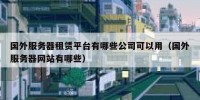 国外服务器租赁平台有哪些公司可以用（国外服务器网站有哪些）