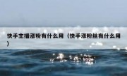 快手主播涨粉有什么用（快手涨粉丝有什么用）
