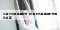 抖音上怎么添加粉丝（抖音上怎么添加粉丝群在主页）