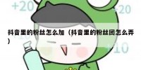 抖音里的粉丝怎么加（抖音里的粉丝团怎么弄）