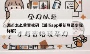 派币怎么重置密码（派币app重新登录步骤详解）