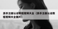 派币注册认证教程视频大全（派币注册认证教程视频大全图片）