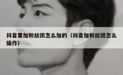 抖音里加粉丝团怎么加的（抖音加粉丝团怎么操作）