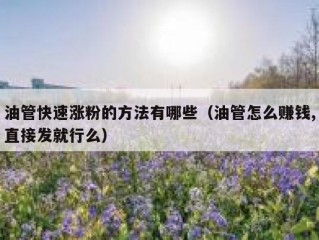 油管快速涨粉的方法有哪些（油管怎么赚钱,直接发就行么）