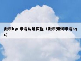 派币kyc申请认证教程（派币如何申请kyc）