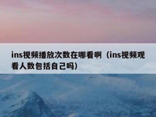 ins视频播放次数在哪看啊（ins视频观看人数包括自己吗）