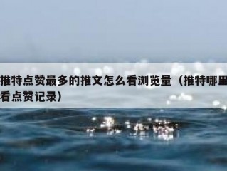 推特点赞最多的推文怎么看浏览量（推特哪里看点赞记录）