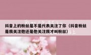 抖音上的粉丝是不是代表关注了你（抖音粉丝是我关注他还是他关注我才叫粉丝）