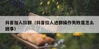 抖音加人拉群（抖音拉人进群操作失败是怎么回事）