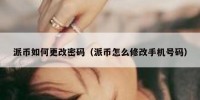 派币如何更改密码（派币怎么修改手机号码）