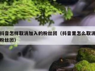 抖音怎样取消加入的粉丝团（抖音里怎么取消粉丝团）