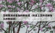 怎样取消抖音加的粉丝团（抖音上怎样去掉加入的粉丝团）