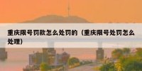 重庆限号罚款怎么处罚的（重庆限号处罚怎么处理）