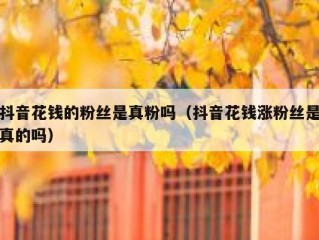 抖音花钱的粉丝是真粉吗（抖音花钱涨粉丝是真的吗）