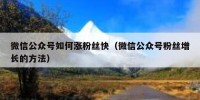 微信公众号如何涨粉丝快（微信公众号粉丝增长的方法）
