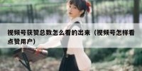 视频号获赞总数怎么看的出来（视频号怎样看点赞用户）