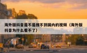 海外版抖音是不是搜不到国内的视频（海外版抖音为什么看不了）