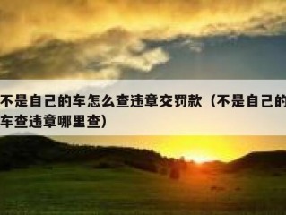不是自己的车怎么查违章交罚款（不是自己的车查违章哪里查）