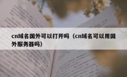 cn域名国外可以打开吗（cn域名可以用国外服务器吗）