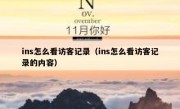ins怎么看访客记录（ins怎么看访客记录的内容）