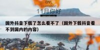 国外抖音下载了怎么看不了（国外下载抖音看不到国内的内容）