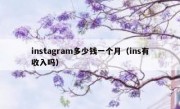 instagram多少钱一个月（ins有收入吗）