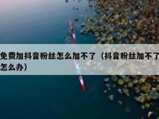 免费加抖音粉丝怎么加不了（抖音粉丝加不了怎么办）