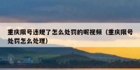 重庆限号违规了怎么处罚的呢视频（重庆限号处罚怎么处理）