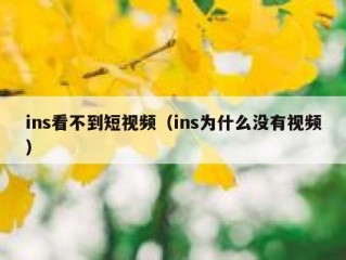 ins看不到短视频（ins为什么没有视频）