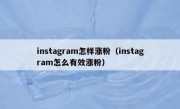 instagram怎样涨粉（instagram怎么有效涨粉）