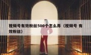 视频号有效粉丝500个怎么弄（视频号 有效粉丝）