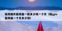 租用国外服务器一般多少钱一个月（租gpu服务器一个月多少钱）